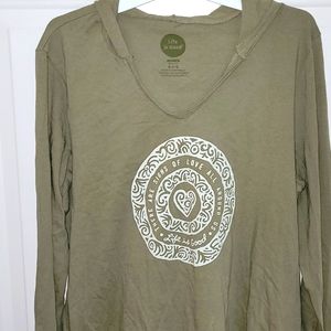 Life is good rolled hem tunic hoodie sz L there are signs of love all around us